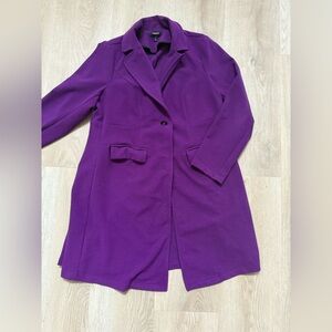 Torrid Purple Knit Collar Longline Coat Jacket, Sz 1 14/16